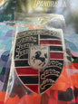 Porsche black & red hood crest emblem