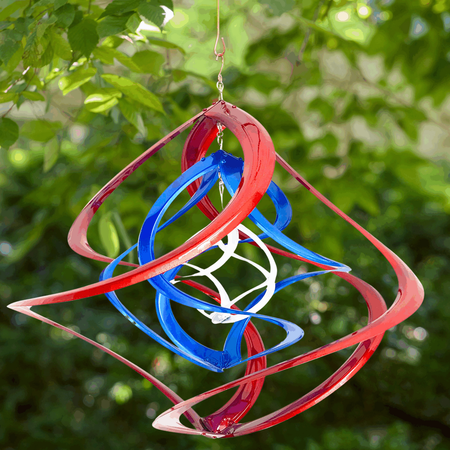Red, White & Blue Triple Cosmix Garden Spinner – 20″