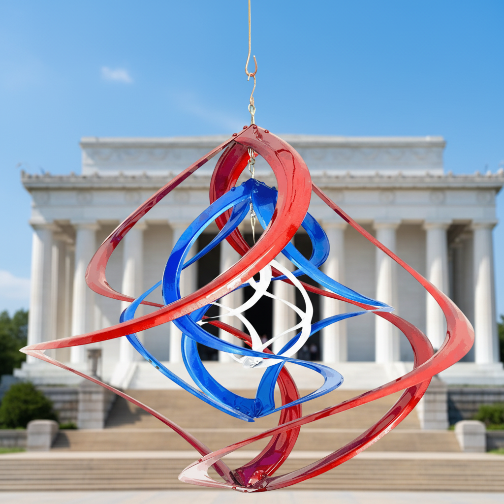 Red, White & Blue Triple Cosmix Garden Spinner – 20″