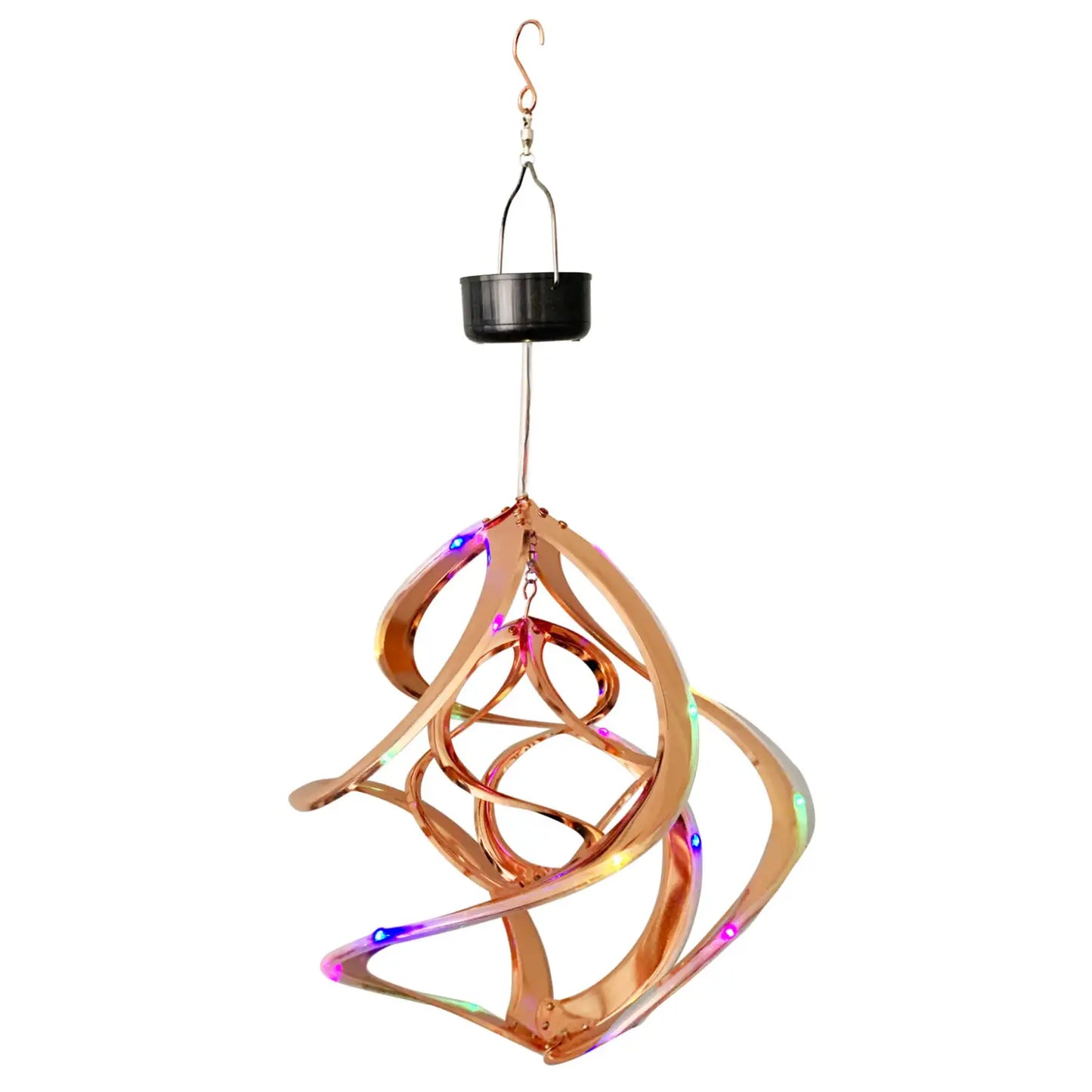 Copper Double Helix LED Cosmix Garden Spinner - 14"