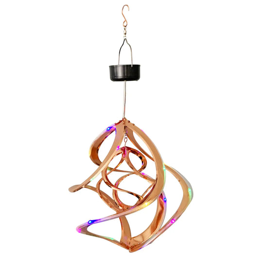 Copper Double Helix LED Cosmix Garden Spinner - 14"