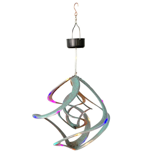 Patina & Copper Double Helix LED Cosmix Garden Spinner - 14"