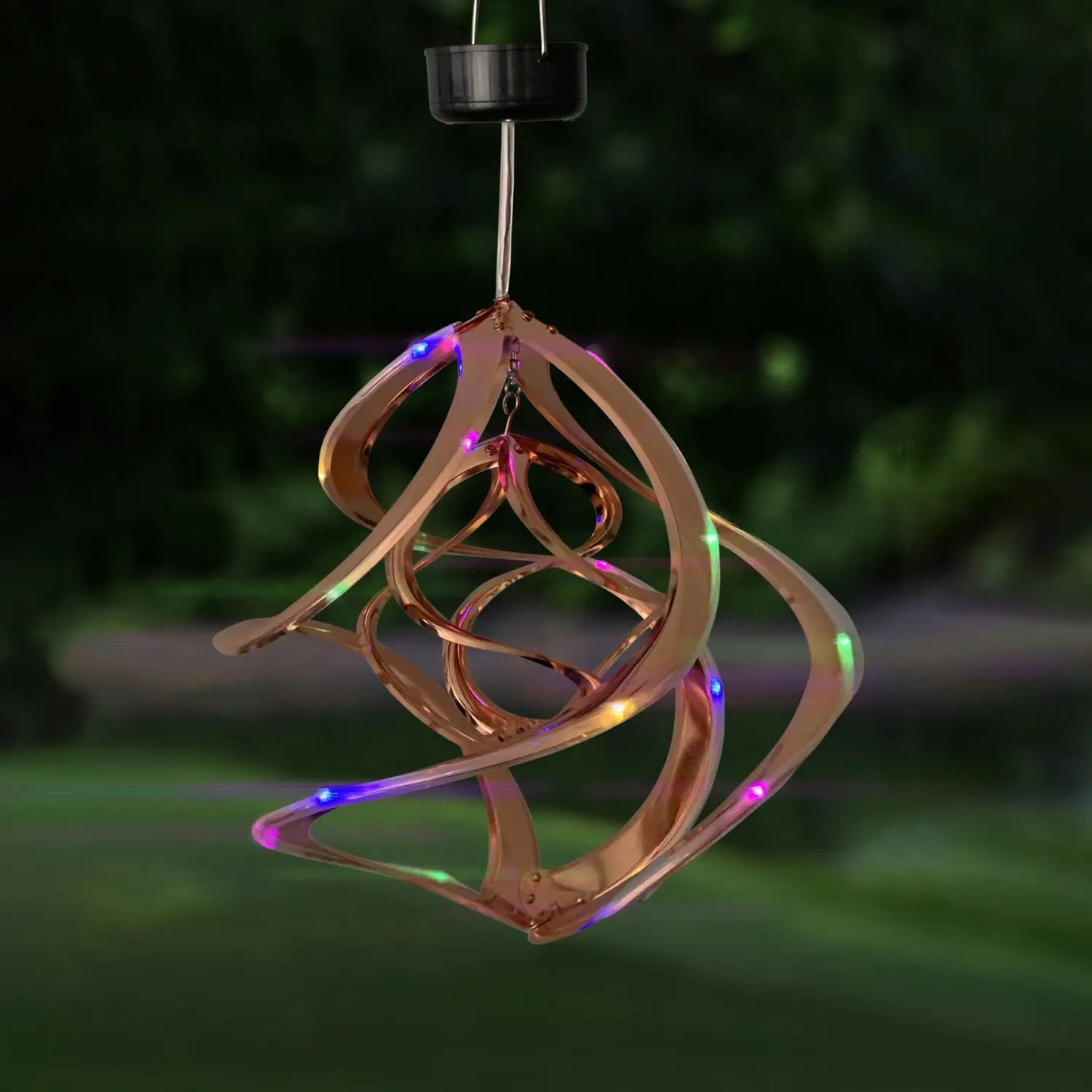 Copper Double Helix LED Cosmix Garden Spinner - 14"