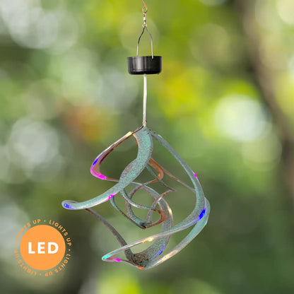 Patina & Copper Double Helix LED Cosmix Garden Spinner - 14"