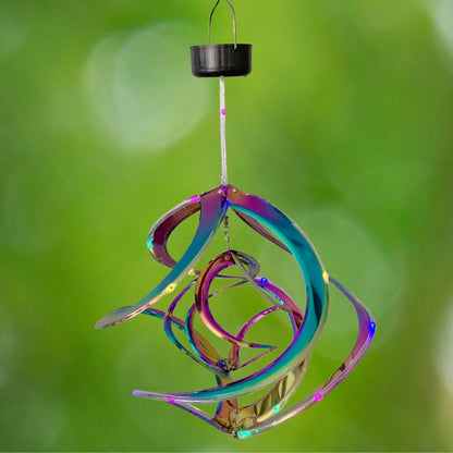 Rainbow Double Helix LED Cosmix Garden Spinner – 14″